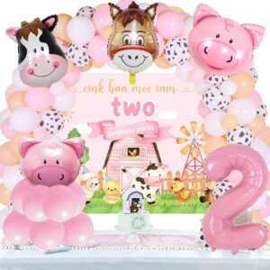 XLENGO 5 PCS Farm Animal Balloons, Cow Donkey Sheep Pig Chicken Foil Mylar Balloon for Baby Shower Farm Birthday Party Decorations Supplies