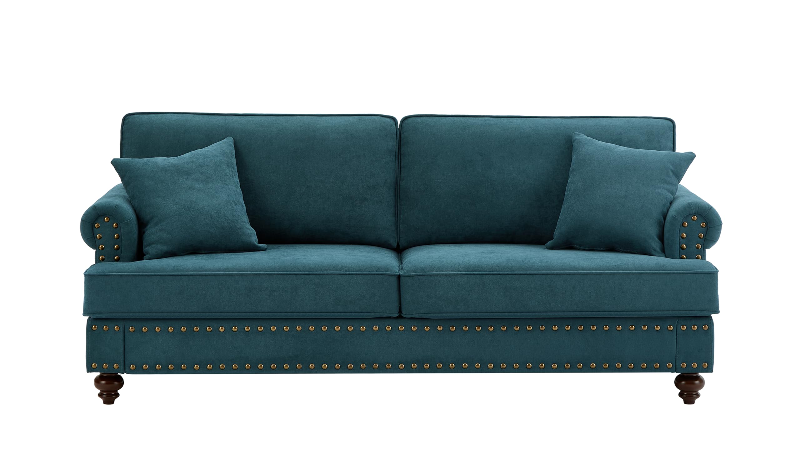 Mid Century Modern Sofa Set, 22" Extra Deep Seat juegos de muebles de sala Comfy Chenille Upholstered Living Room Furniture Sets with Rolled Arms Nailhead Trim (Lake Green, 3 Pieces A)