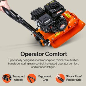 SuperHandy Plate Compactor - 7HP 4-Stroke Gas Engine, 5500VPM, 4200lbs Impact, 20x15 Inch Base - Ideal for Asphalt, Sand, Slopes