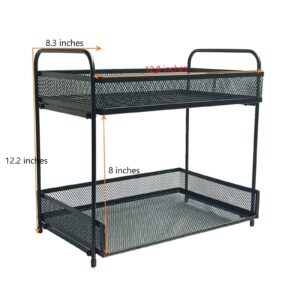 SETTFRFE Two Tier Shelf Organizer,Bathroom Countertop Organizer,Coffee Bar Counter Shelf,Black