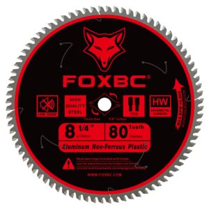 foxbc 8-1/4 inch metal cutting table saw blade 80-tooth tcg for aluminum, copper, plastic, brass, fiberglass with 5/8-inch arbor