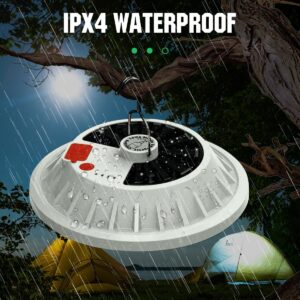 Solar Camping Lanterns Remote Tent Light - 4000LM Portable LED Camping Light Hanging IPX4 Waterproof USB Rechargeable Lantern for Camping, Hiking, Power Failure, Hurricane (120 LEDs)