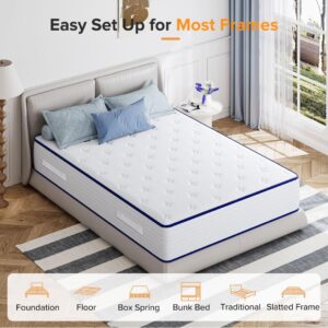 TXO Full Size Mattress, 10 Inch Medium Firm Hybrid Mattress with Individual Pocketed Springs and Gel Memory Foam, Enhance Edge Support, Motion Isolation, Pressure Relief, Full Mattress in a Box