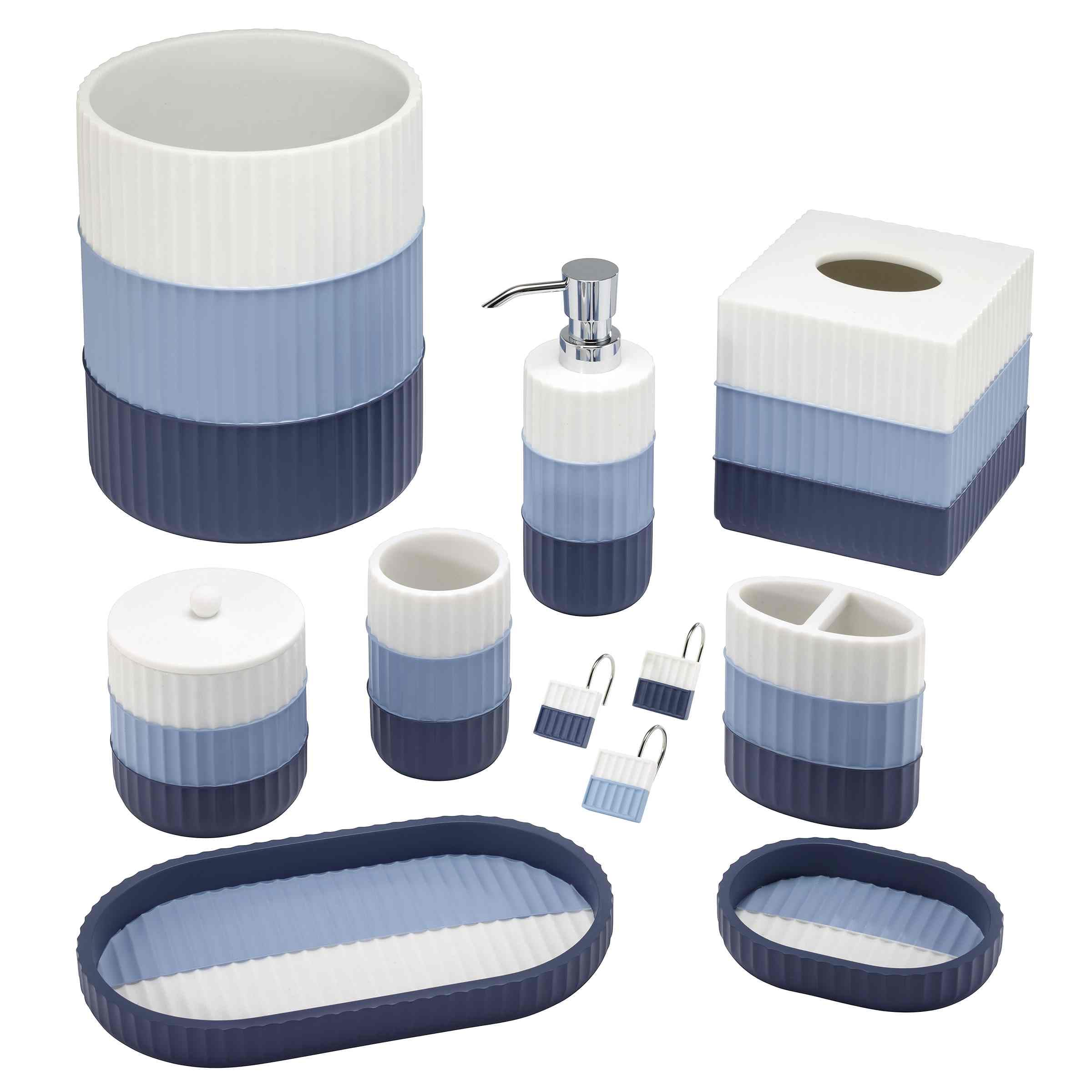 IZOD Bathroom Accessories Clubhouse Collection, Wastebasket, Blue