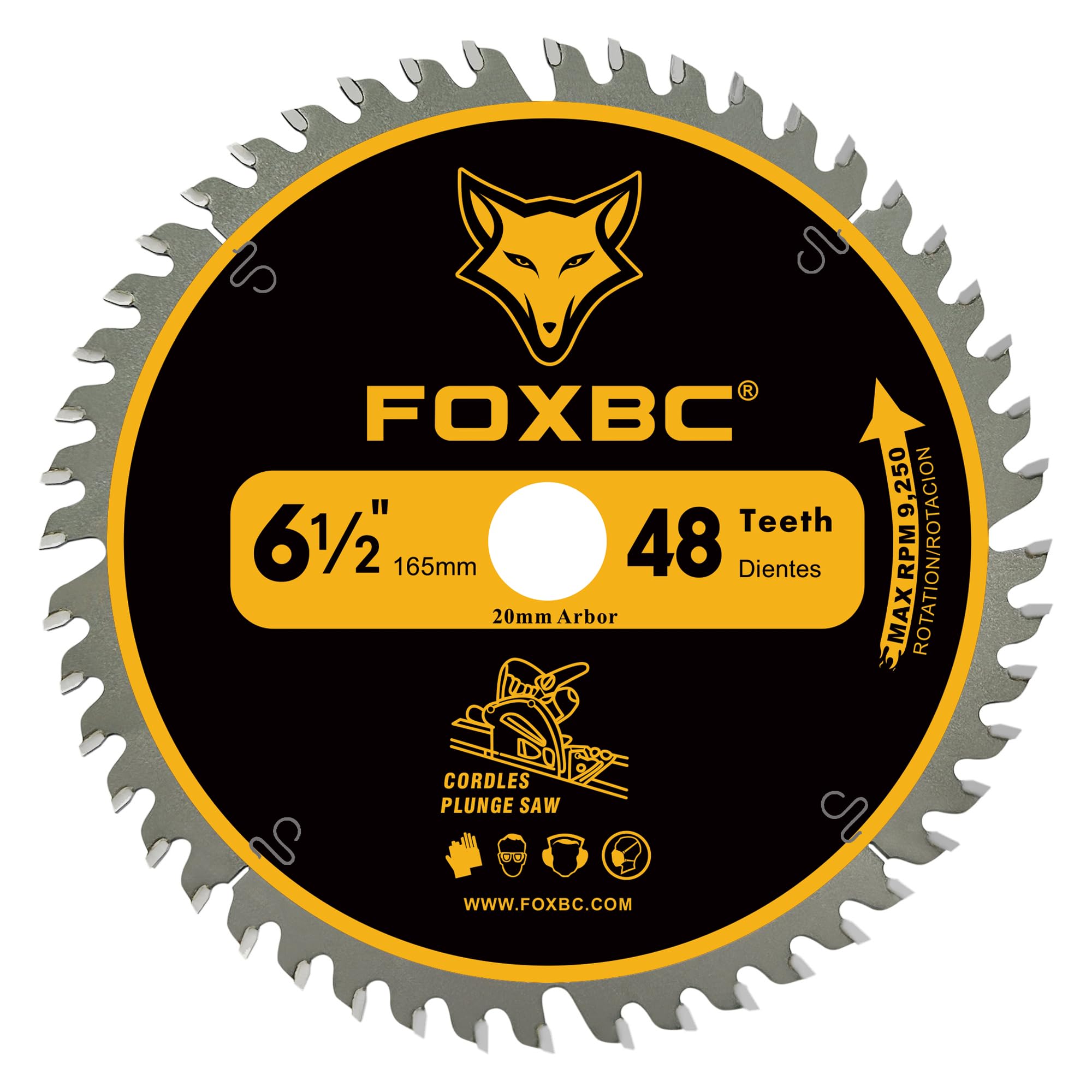 FOXBC 6-1/2" Track Saw Blade 48T Replacement for Makita Plunge Circular Saw, DeWalt Tracksaw, Wen CT1065