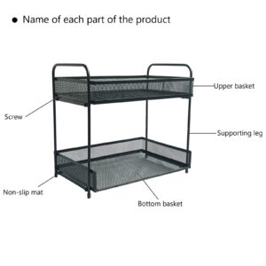 SETTFRFE Two Tier Shelf Organizer,Bathroom Countertop Organizer,Coffee Bar Counter Shelf,Black