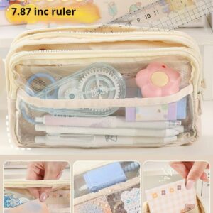 Cute Pencil Case Large Capacity Pen Bag Mesh Kawaii Pen Case Clear Pencil Pouch Gift (Pink)