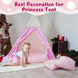 Buryeah 3 Pcs Princess Tent Supplies for Kids 1 Pcs Hexagon Rug for Princess Tent 2 Pack Throw Pillow Covers for Playhouse Princess Tent Kids Play Castle (Pink)