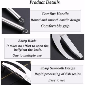 PCTC Stainless Steel Fish Maw Knife,3 In 1 Fish Maw Knife, Multifunction Fish Scale Knife fish scale remover Household Kitchen Fish Scale Tool