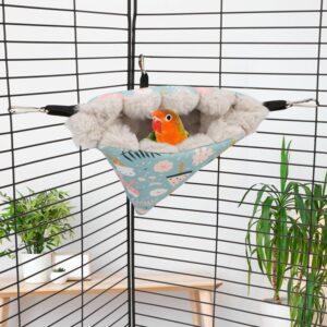 Wontee Bird Nest House Winter Warm Hanging Hammock Bird Bed Snuggle Hut for Parakeets Budgies Caique Conures Cockatiels (Small, Blue)