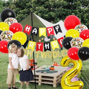 Cartoon Mouse 2nd Birthday Party Supplies Oh Twodles Theme Party Decorations Includes birthday Banner,Latex Balloons for Boy Girls Kids Mouse Theme Birthday Decorations