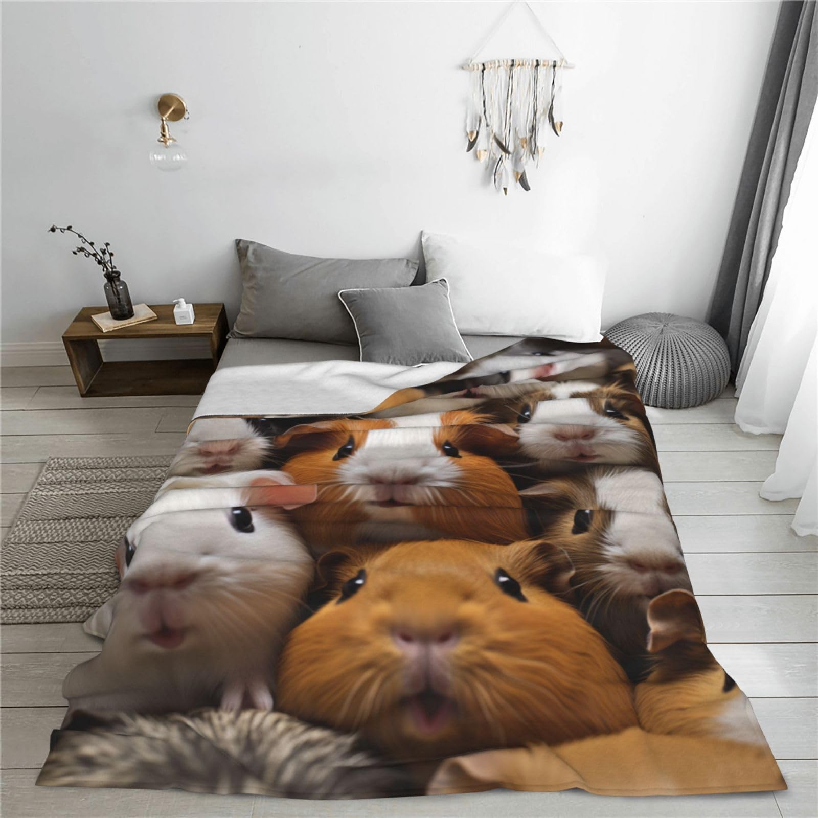 Turamurra Cute Guinea Pig Blanket Gifts for Kids,Funny Guinea Pigs Pet Print Throw Blanket,Soft Flannel Plush Quilt for Bedding Sofa Couch Chair Room Valentines Decoration 50"x60"