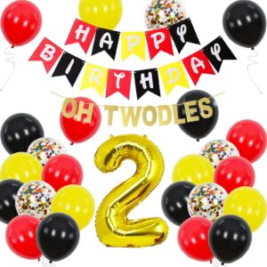 cartoon mouse 2nd birthday party supplies oh twodles theme party decorations includes birthday banner,latex balloons for boy girls kids mouse theme birthday decorations