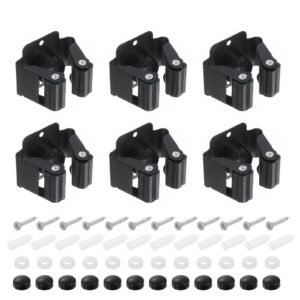 uxcell 12pcs mop broom holder wall mount, 304 stainless steel mop and broom holder, wall mounted broom hanger for bathroom, kitchen, office, black