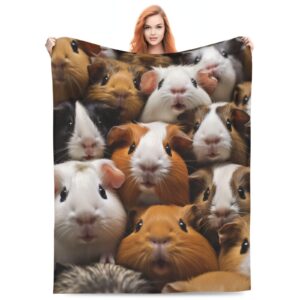 turamurra cute guinea pig blanket gifts for kids,funny guinea pigs pet print throw blanket,soft flannel plush quilt for bedding sofa couch chair room valentines decoration 50"x60"