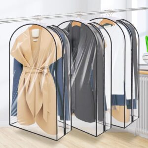 HAKACC 60" Clear Garment Bags for Hanging Clothes, 3 Pack 12" Gusseted Garment Bags for Storage, Hanging Clothes Storage, Clothing Moving Bags