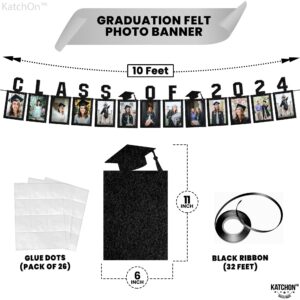 KatchOn, Black Graduation Photo Banner 2024 - Large, 10 Feet | Felt Class of 2024 Banner for 2024 Graduation Party Decorations | Graduation Picture Banner for Graduation Decorations Class of 2024