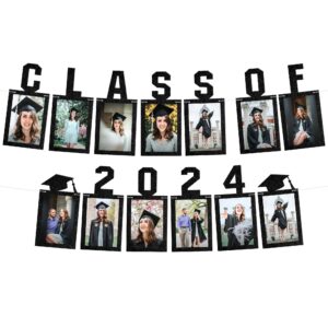 katchon, black graduation photo banner 2024 - large, 10 feet | felt class of 2024 banner for 2024 graduation party decorations | graduation picture banner for graduation decorations class of 2024