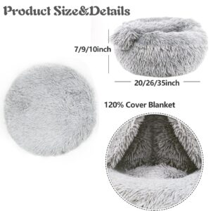 ShinHye Small Dog Bed Cat Bed Dog Bed with Blanket Plush Fluffy Hooded Dog Bed, Small Dog beds with Cover Cozy for Indoor Cats, Blanket Dog Beds Calm Anti-nxiety Dog Bed Washable