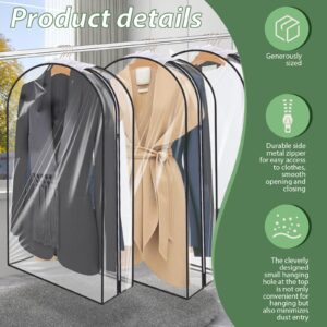 HAKACC 60" Clear Garment Bags for Hanging Clothes, 3 Pack 12" Gusseted Garment Bags for Storage, Hanging Clothes Storage, Clothing Moving Bags