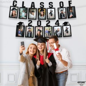 KatchOn, Black Graduation Photo Banner 2024 - Large, 10 Feet | Felt Class of 2024 Banner for 2024 Graduation Party Decorations | Graduation Picture Banner for Graduation Decorations Class of 2024