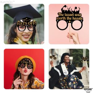 KatchOn, Graduation Photo Booth Props 2024 - Pack of 9 | Black and Gold Graduation Glasses Class of 2024 | Graduation Party Glasses for Graduation Party Decorations 2024 | Graduation Party Favors 2024