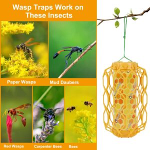 Sancodee 4 Pcs Wasp Trap Outdoor Hanging, Insect Catcher for Wasps and Carpenter Bees, Bee Killer Sticky Bug Boards Yellow Jacket Trap with Bait Reservoir, Non-Toxic Reusable Wasp Hornet Trap (Orange)