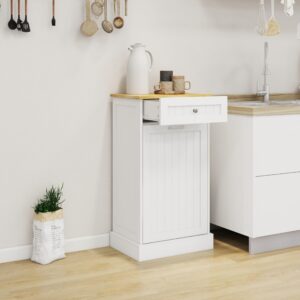 ELEMENT ACE 10 Gallon Tilt Out Trash Cabinet Kitchen Island Multi Functional Storage Easy Assembly Stylish and Durable White