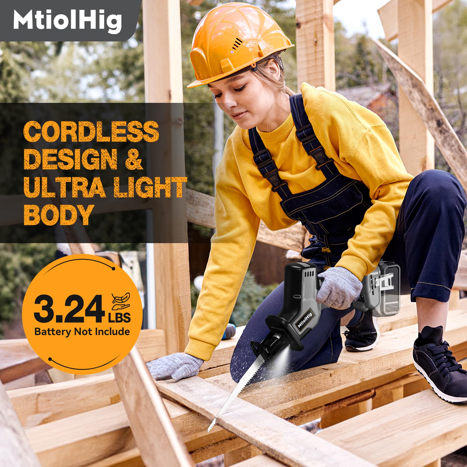 Cordless Reciprocating Saw for DeWalt 20V Max: 3 Variable Speed, Brushless Recipro Saw, Tool-Free Blade Change, 4 Saw Blades for Metal Wood PVC, No Charger, No Battery | Tool Only