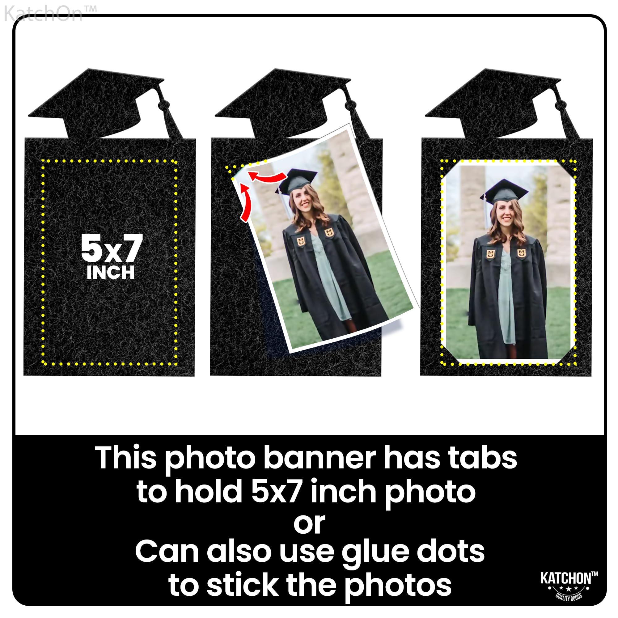 KatchOn, Black Graduation Photo Banner 2024 - Large, 10 Feet | Felt Class of 2024 Banner for 2024 Graduation Party Decorations | Graduation Picture Banner for Graduation Decorations Class of 2024