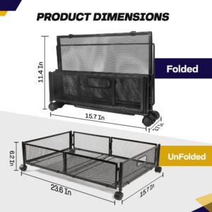 sortizligo 2pcs Large UnderBed Storage with Wheels - Sturdy Black Under Bed Storage with Wheels - Under the Bed Shoe Storage with Wheels of High-grade Steel – Can bare upto 25Kgs