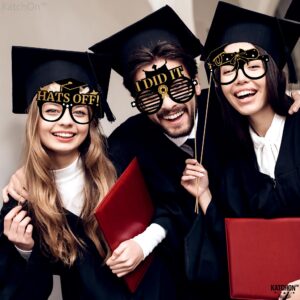 KatchOn, Graduation Photo Booth Props 2024 - Pack of 9 | Black and Gold Graduation Glasses Class of 2024 | Graduation Party Glasses for Graduation Party Decorations 2024 | Graduation Party Favors 2024