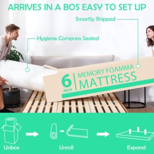 HWGEBY 6 Inch King Size Mattress, King Mattress Bamboo Charcoal Gel Infused Mattress, Green Tea Mattress Certipur US Certified, King Mattress in a Box Firm Mattress for Sleep and Pressure Relief