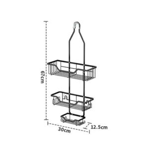 MLHpeak Shower Caddy Over Shower Head Rustproof Aluminum Large Hanging Shower Caddy with 12 Hooks for Razor/Sponge and Vacuum Suction Cups - Over The Shower Head Caddy with Soap Basket (Matte Black)