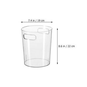 PRETYZOOM Plastic Waste Basket Clear Trash Bin with Handle Small Round Garbage Basket for Bathroom Bedroom Office (22x22x19cm)