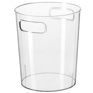 pretyzoom plastic waste basket clear trash bin with handle small round garbage basket for bathroom bedroom office (22x22x19cm)