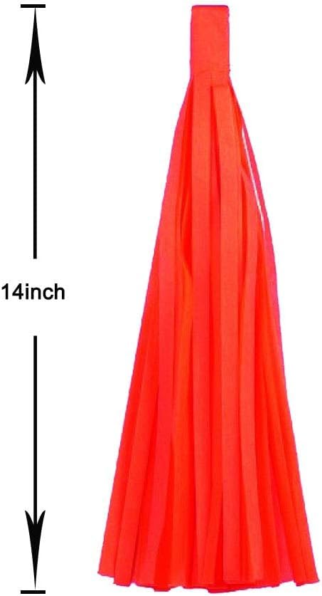 Rose red Pink and Orange Tassel Garland Banner Paper Tassels for Party Decorations,Pack of 15