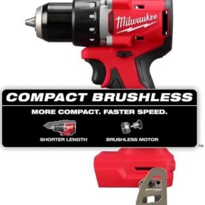 Milwaukee 3601-20 M118 18V Lithium-Ion Brushless Cordless 1/2 in. Compact Drill/Driver (Tool Only), Red