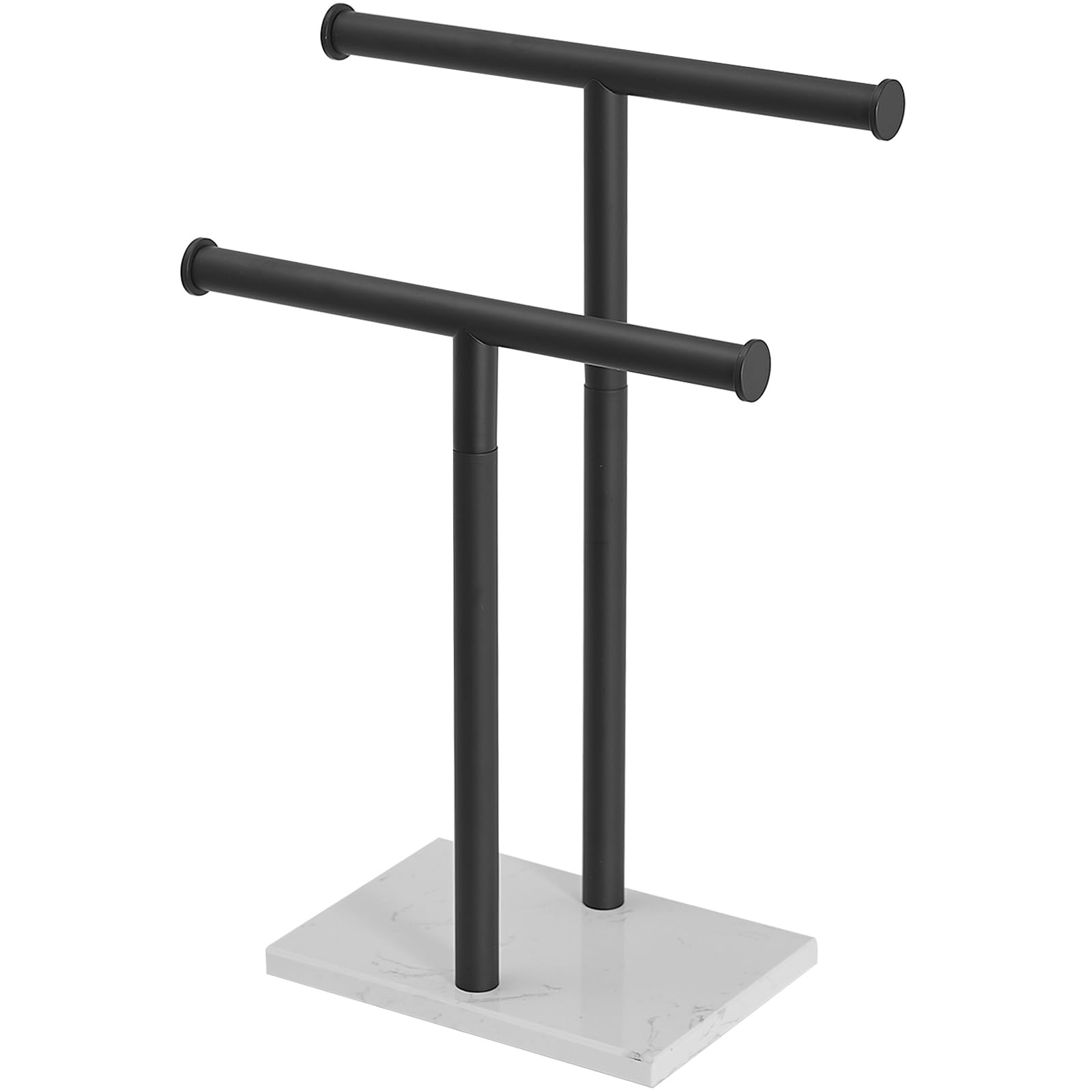 BATHLAVISH Bath Hand Towel Holder Standing, SUS304 Stainless Steel Matte Black T-Shape Towel Bar Rack Stand, Tower Bar for Bathroom Kitchen Vanity Countertop