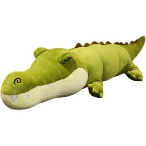 ELAINREN Large Realistic Crocodile Plush Giant Alligator Stuffed Animal Soft Green Crocodile Hugging Pillow Decor Gifts Xmas Birthday,47.2''