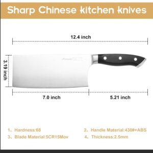 LAZIOPATER Chinese Chef's Knife, German Steel Blade, Ergonomic Handle, Gift Boxed, Professional Chef's Kitchen Knife, Chopping Vegetables Cleaver, Fruits and Meat Knife, Cooking Knife