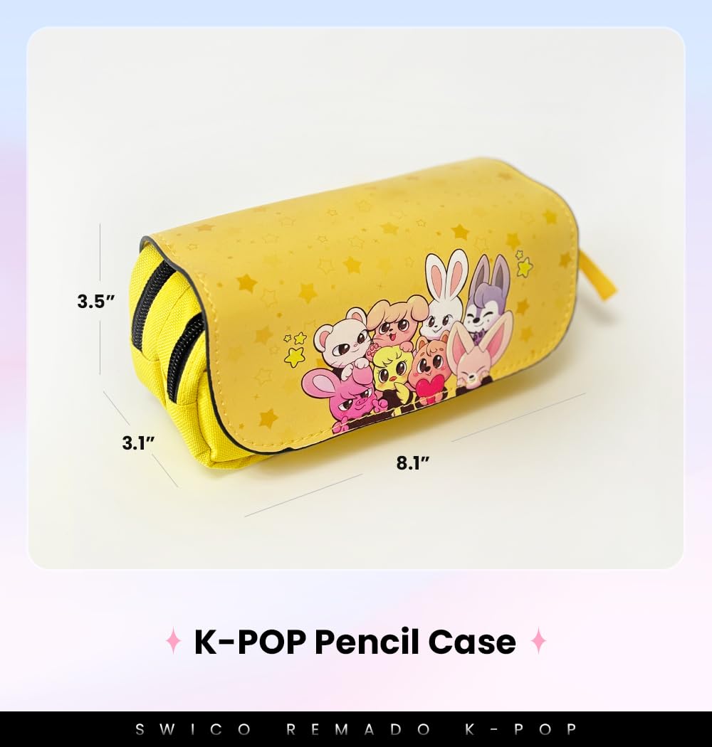 Swico Remado Kpop Cute Cartoon Marker Pen Organizer Handheld Pen Pouch Big Storage SKZ Pen Pouch Bag