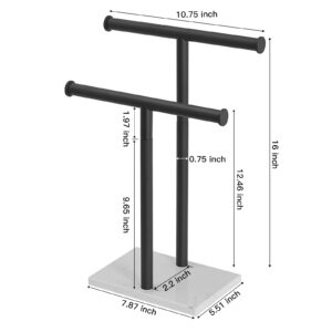 BATHLAVISH Bath Hand Towel Holder Standing, SUS304 Stainless Steel Matte Black T-Shape Towel Bar Rack Stand, Tower Bar for Bathroom Kitchen Vanity Countertop