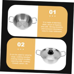 Ciieeo 1 Set Stainless Steel Instant Noodle Pot Pans with Lids Seafood Pot Korean Pots for Cooking Korean Ramen Noodle Pot Soup Pan Korean Noodle Pot Induction Pans Pots and Pans Binaural