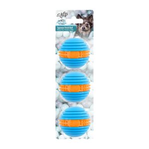 all for paws dog balls squeaky balls for dogs puppy teething & enrichment dog fetch toy puppy toys for strong chewer, ridges and nubs help clean teeth, tpr material, 3 pack (blue)