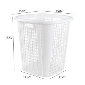 Asking 50 L Plastic Dirty Clothes Hampers, 6 Pack Tall Laundry Basket with Handle, White