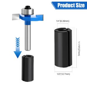 4PCS 1/4 Inch Shank Rabbet Router Bits with 6 Bearings Set (1/16", 1/8", 3/16", 1/4", 5/16", 3/8" Bearings) for Wood Grooving, Interchangeable Bearings with 1/2" to 1/4" Router Collet