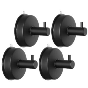 socont stainless steel storage hook, 4 pack suction cup hooks for shower, matte black finish, easy to install for kitchen bathroom restroom