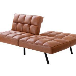 Futon Sofa Bed, Comfortable Futon Sofa Couch, Memory Foam Convertible Loveseat Sofa Bed, Split Back & Seat, Brown