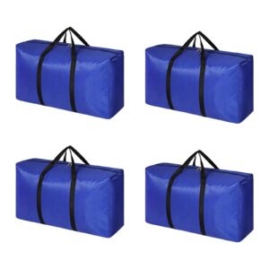 qingxiangzi extra large moving bags: 4 pack storage totes - with sturdy zippers and wrap-around handles for moving supplies and space saving - blue